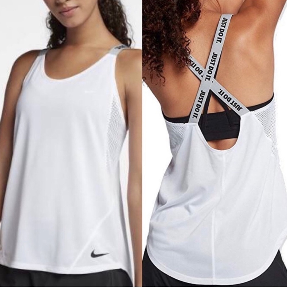 Nike White Dri-Fit Elastika White Tank